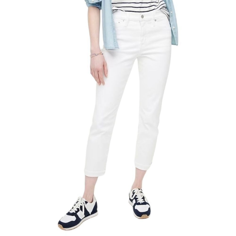 J Crew NWT High Waist Slim boyfriend Jean In All-day Stretch sz 27 in White